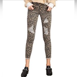 Easel Leopard Animal Print Denim Jeans Ankle Stretch Pants Size Smallll